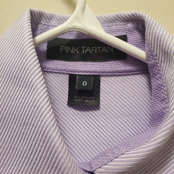 Pink Tartan Diagonal Pin-Striped Purple Dress Shirt - Picture 3 of 3
